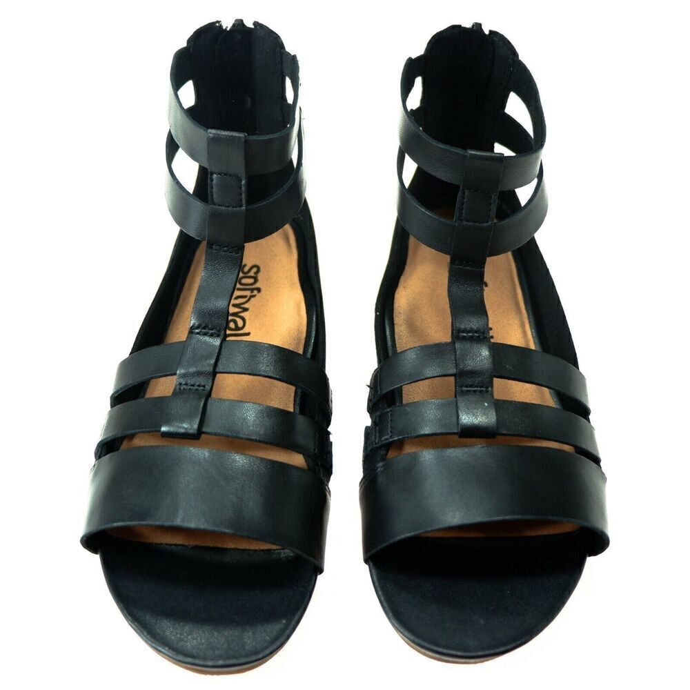 Softwalk Gladiator Sandal Size 5 M Womens Black Leather Cazadero Comfort New